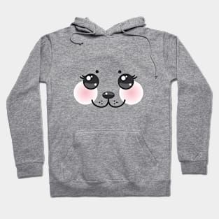 Kawaii funny cat muzzle with pink cheeks and winking eyes (5) Hoodie